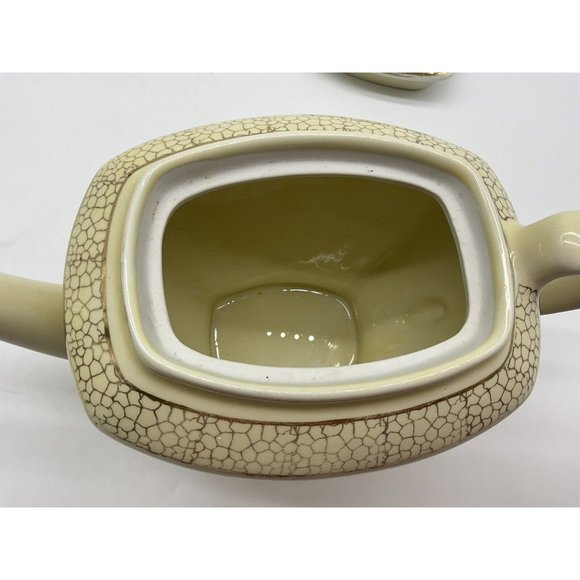 Hall Ceramic Vintage Hollywood Teapot Warm Yellow and Gold Hall 0118S 6 Cup MCM - Picture 13 of 16